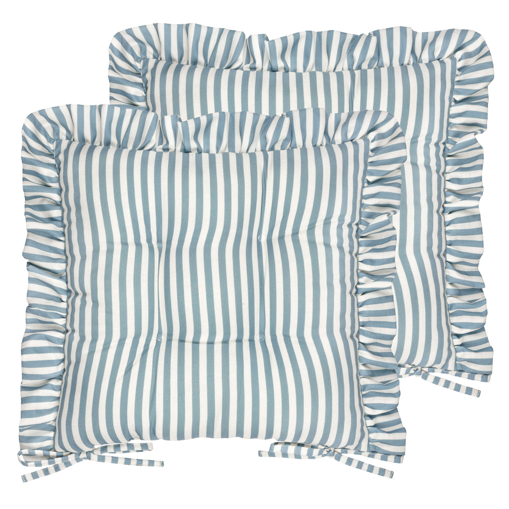 Millie Ruffle 2 Pack Indoor/Outdoor Seat Pads Blue