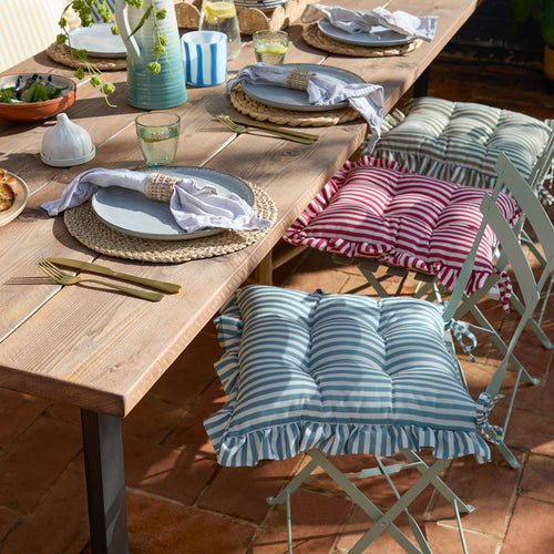 Millie Ruffle 2 Pack Indoor/Outdoor Seat Pads Blue