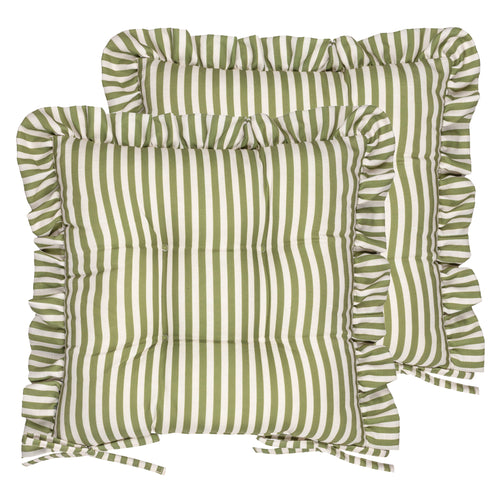 Millie Ruffle 2 Pack Indoor/Outdoor Seat Pads Green