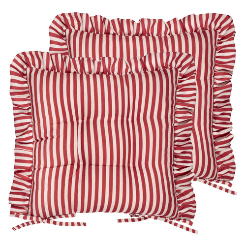 Millie Ruffle 2 Pack Indoor/Outdoor Seat Pads Red