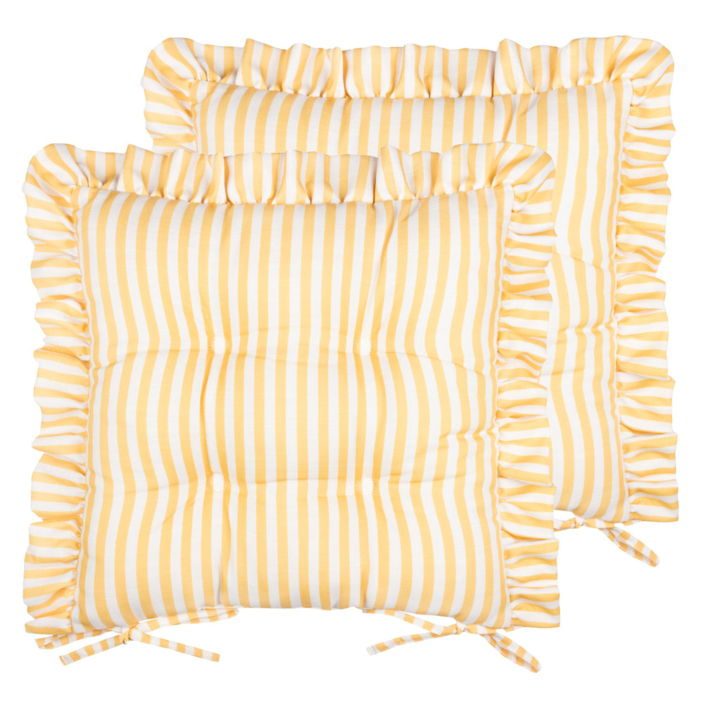 Millie Ruffle 2 Pack Indoor/Outdoor Seat Pads Yellow