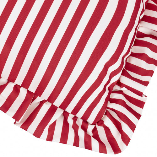 Striped Red Cushions - Millie Ruffle Striped Outdoor Cushion Cover Candy Red Wylder Nature