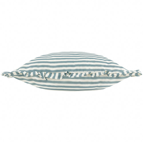 Striped Blue Cushions - Millie Ruffle Striped Outdoor Cushion Cover Duck Egg Blue Wylder Nature