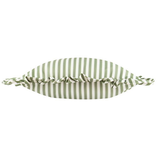 Millie Ruffle Striped Outdoor Cushion Green