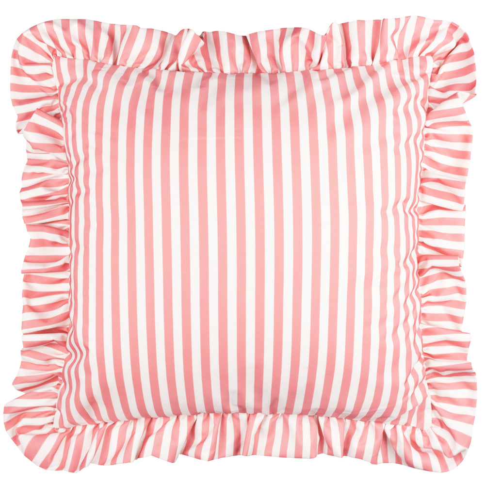 Millie Ruffle Striped Outdoor Cushion Pink