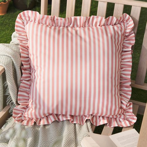 Striped Pink Cushions - Millie Ruffle Striped Outdoor Cushion Cover Pink Wylder