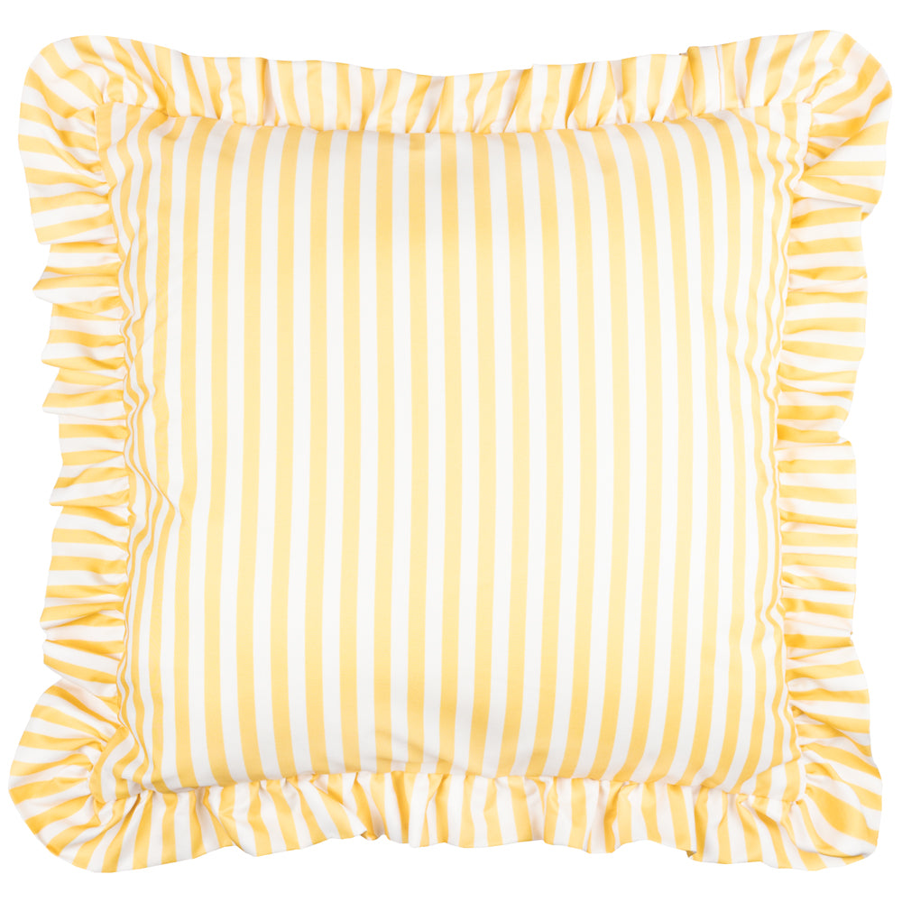 Millie Ruffle Striped Outdoor Cushion Yellow