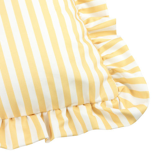 Millie Ruffle Striped Outdoor Cushion Yellow
