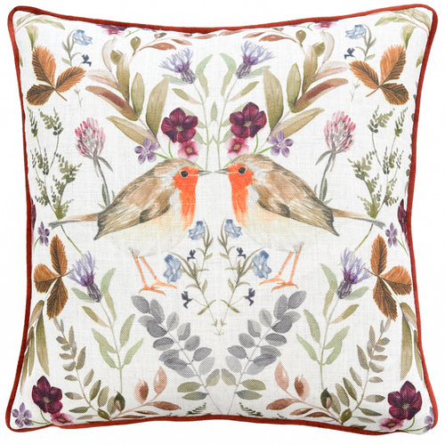 Animal White Cushions - Mirrored Robin Cushion Cover Sunset Evans Lichfield