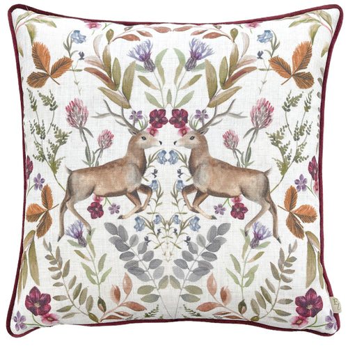 Animal White Cushions - Mirrored Stag Cushion Cover Shiraz Evans Lichfield