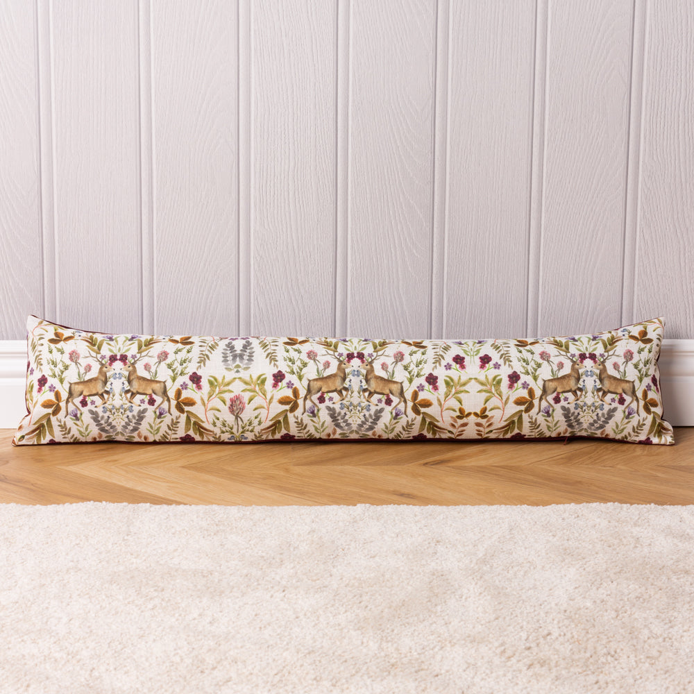 Mirrored Stag Draught Excluder White