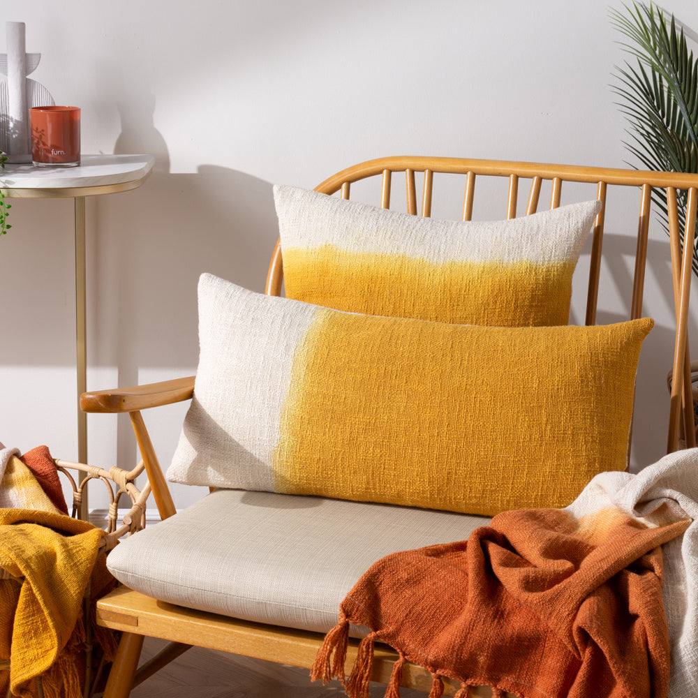 Mizu Dip Dye Cushion Ochre