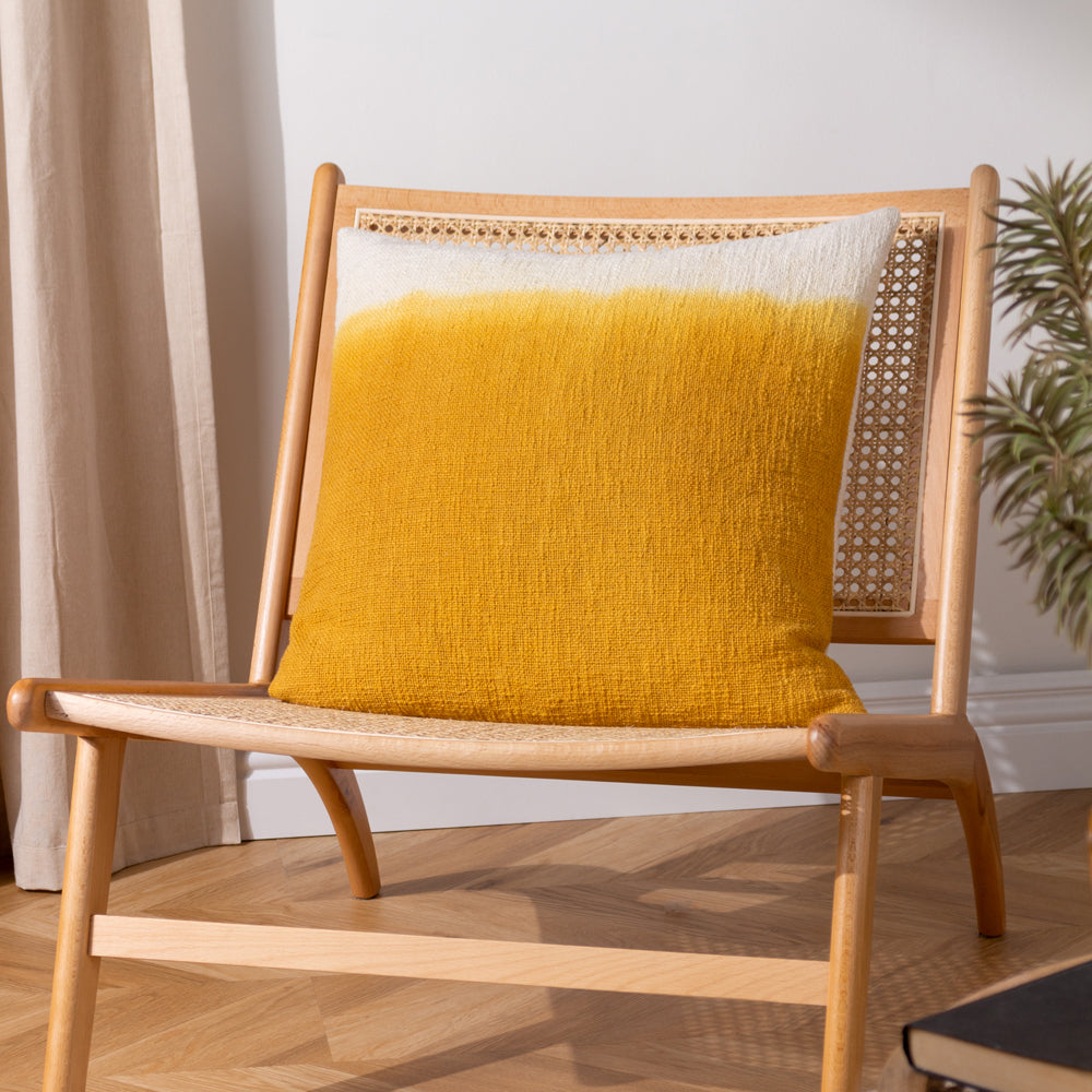 Abstract Yellow Cushions - Mizu Dip Dye Cushion Cover Ochre furn.