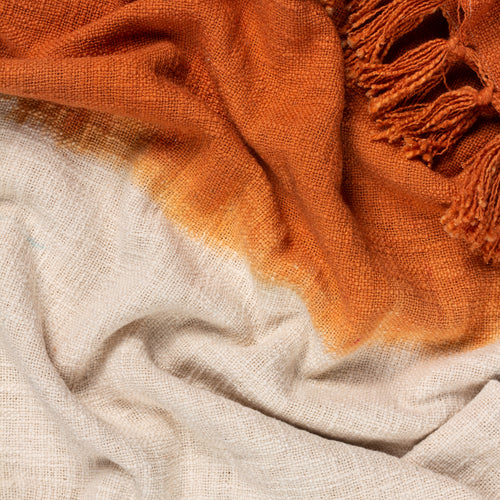 Abstract Orange Throws - Mizu Dip Dye Fringed Throw Amber furn.