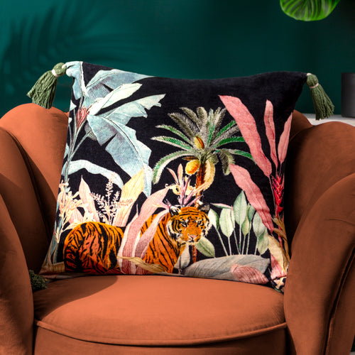 Animal Black Cushions - Midnight Jungle  Cushion Cover Noir Wylder