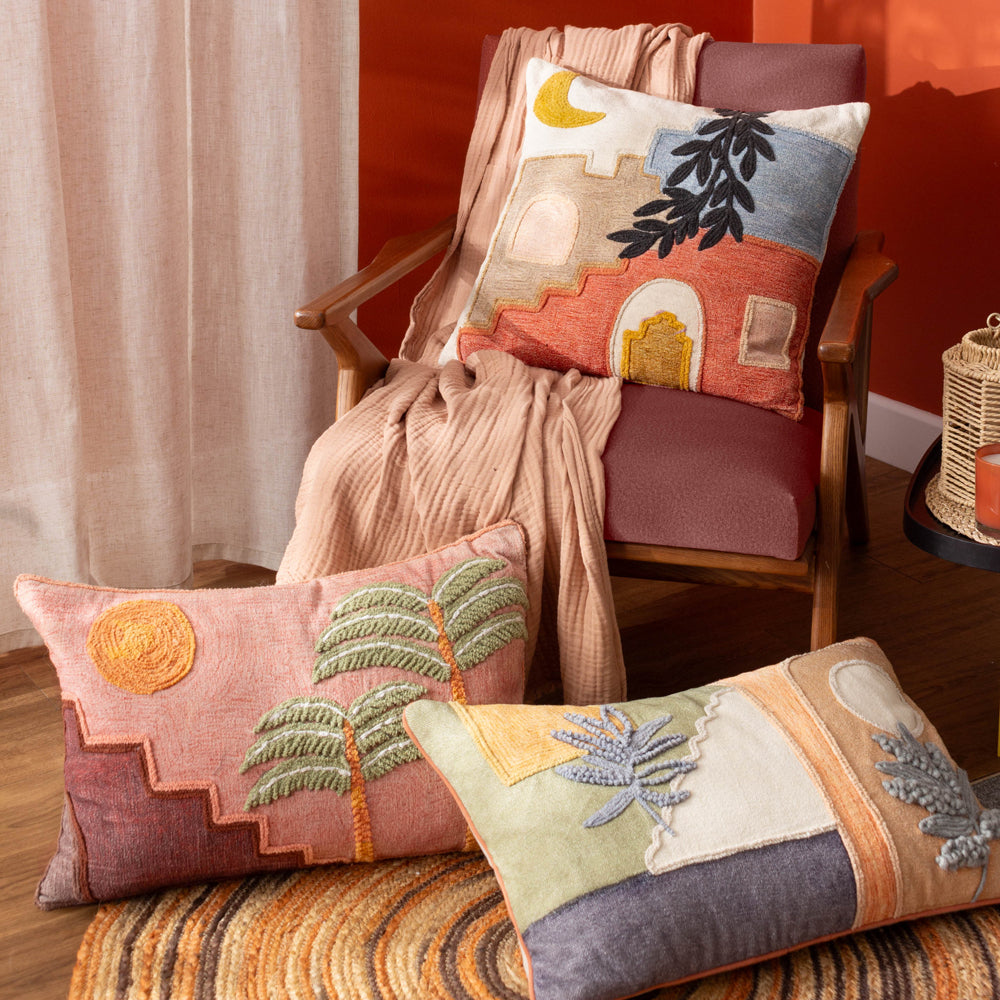 Moloko Embroidered Cushion Pink Sunset