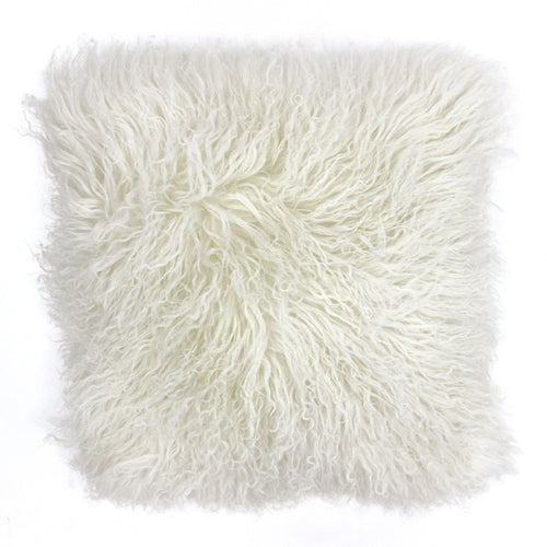 Plain White Cushions - Mongolian Sheepskin Cushion Cover Pristine Paoletti