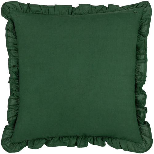 Floral Green Cushions - Montrose Floral Pleat Fringe Cushion Cover Bottle Green Paoletti