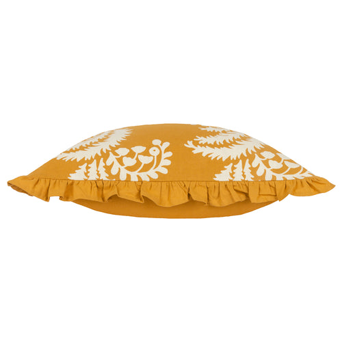Floral Yellow Cushions - Montrose Floral Pleat Fringe Cushion Cover Ochre Paoletti