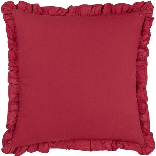 Floral Red Cushions - Montrose Floral Pleat Fringe Cushion Cover Redcurrent Paoletti