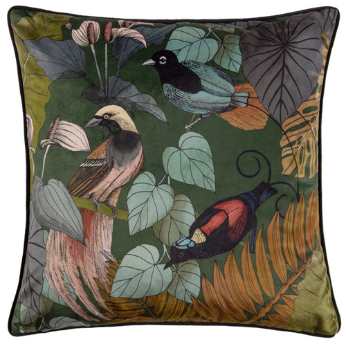 Animal Green Cushions - Moriyo Piped Velvet Cushion Cover Emerald Wylder