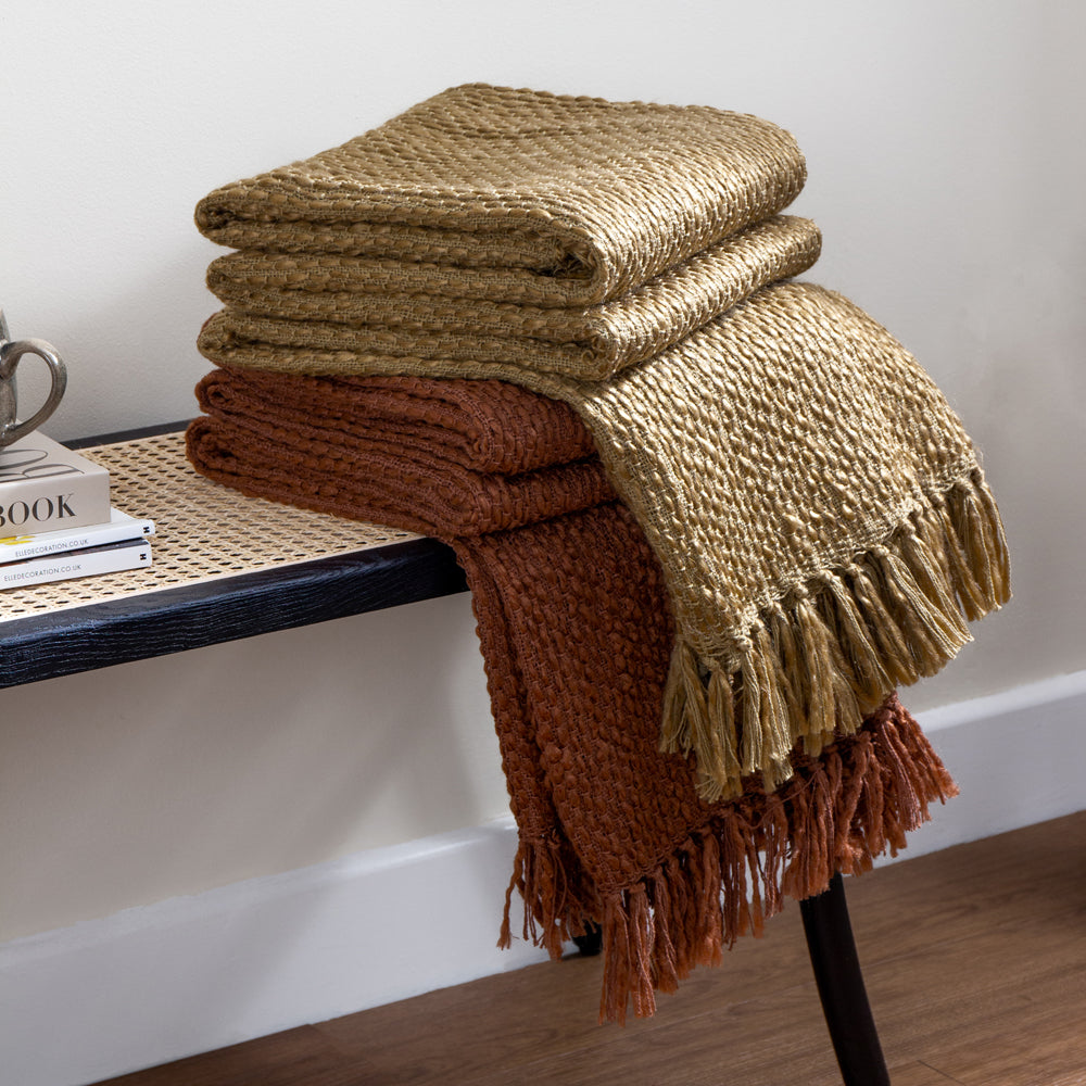 Morni Woven Fringed Throw Hazel