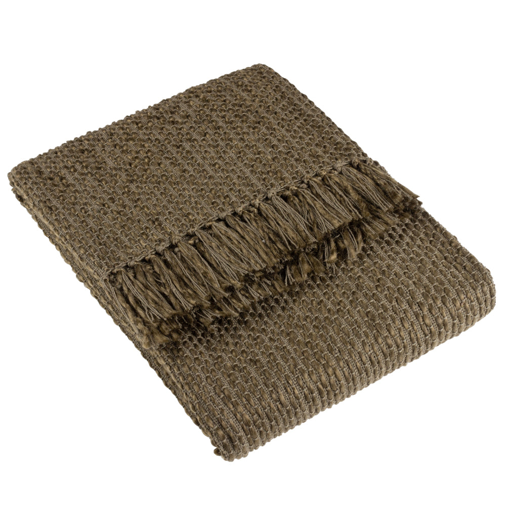 Morni Woven Fringed Throw Willow