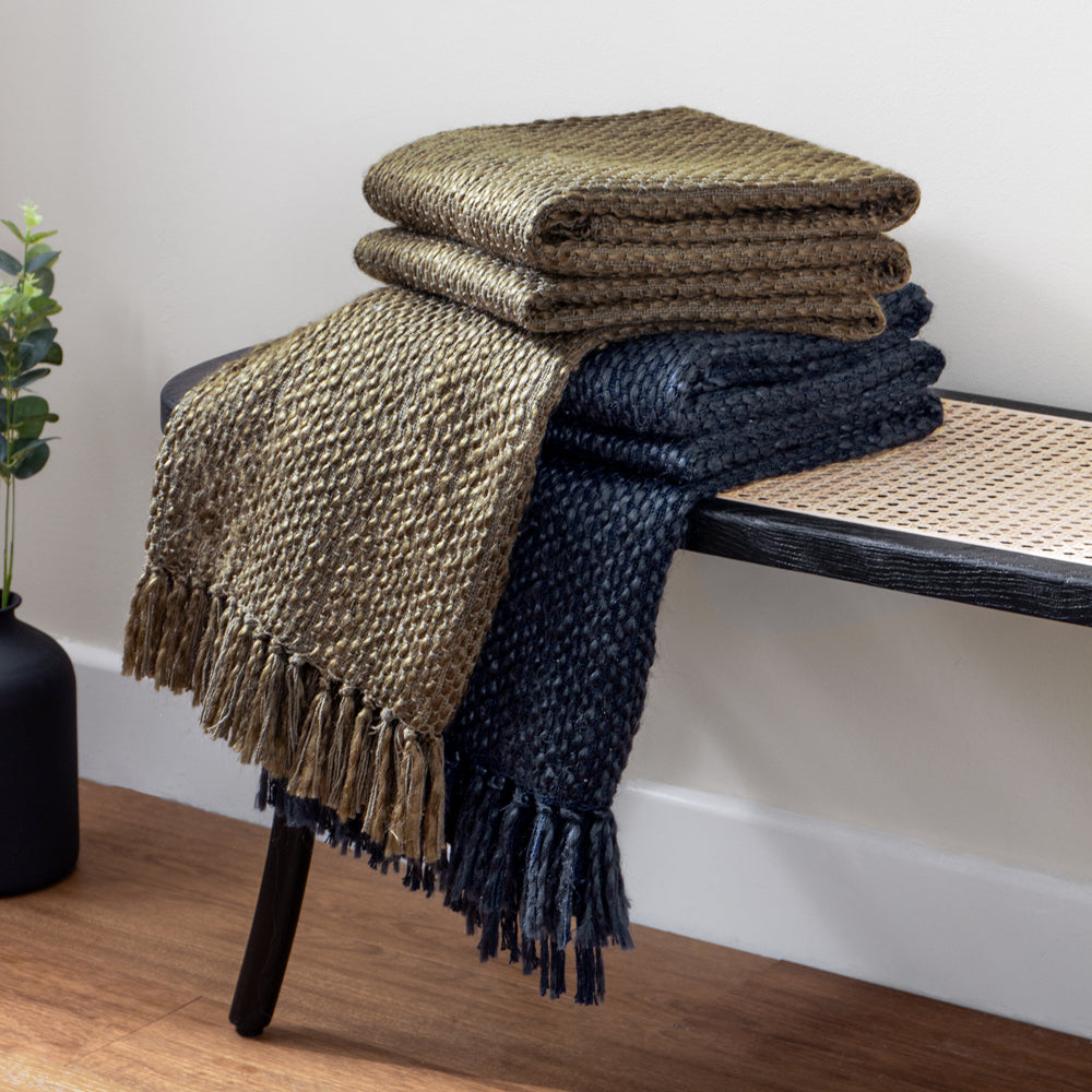 Morni Woven Fringed Throw Willow