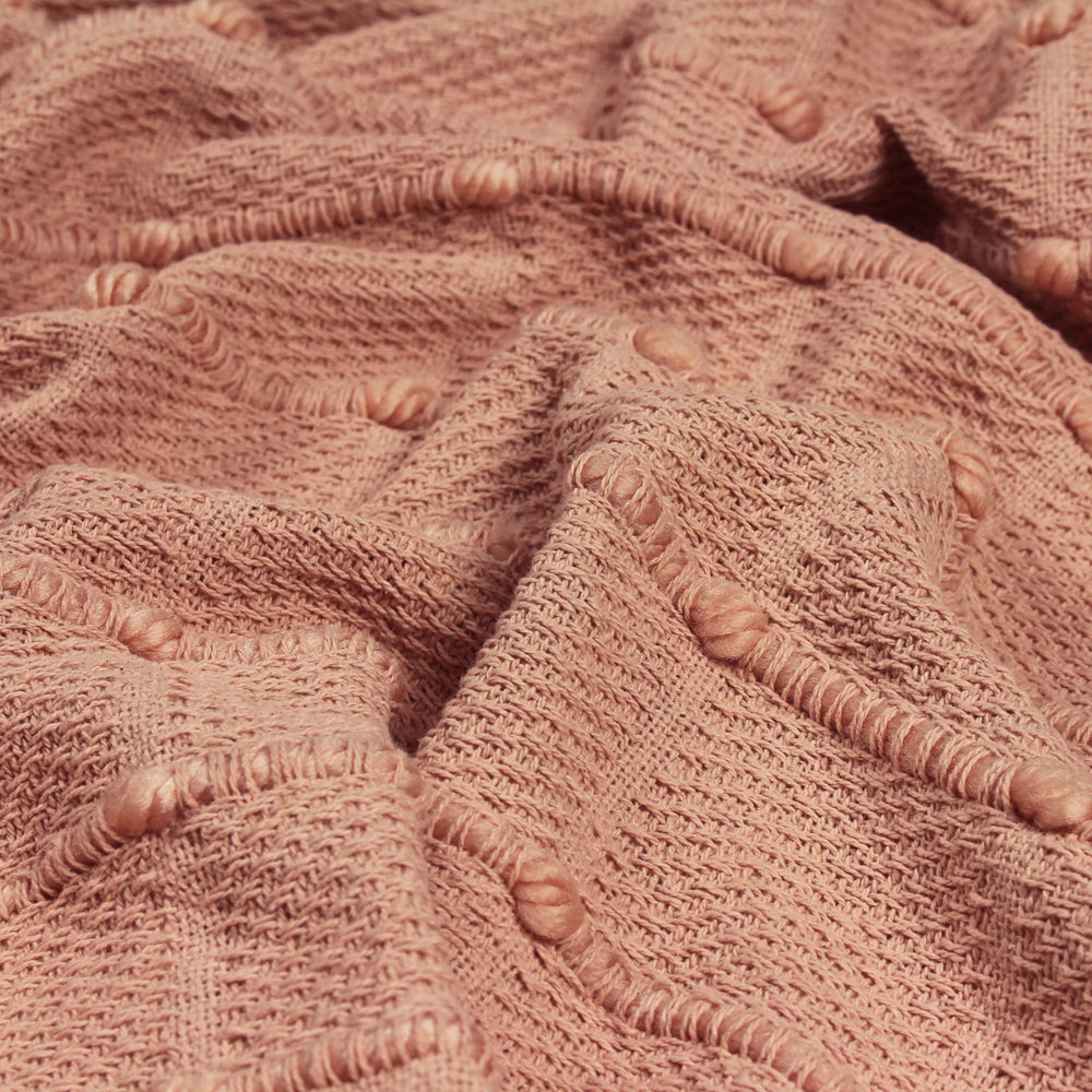Motti Woven Tufted Stripe Throw Blush