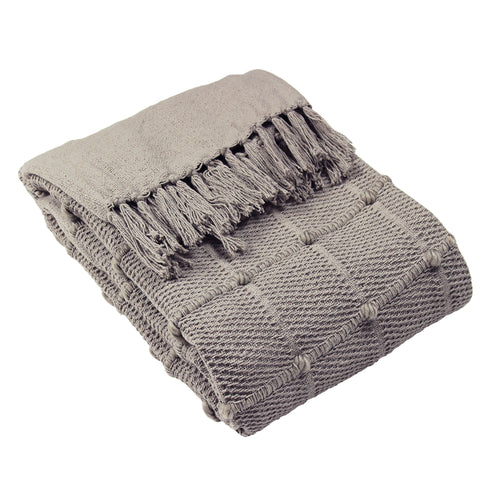 Striped Grey Throws - Motti Woven Tufted Stripe Throw Grey furn.