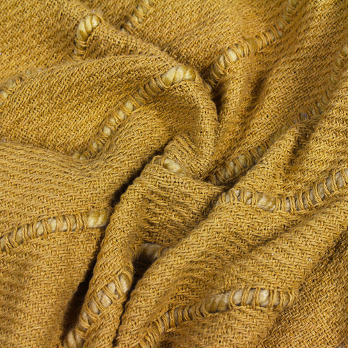 Striped Yellow Throws - Motti Woven Tufted Stripe Throw Ochre furn.