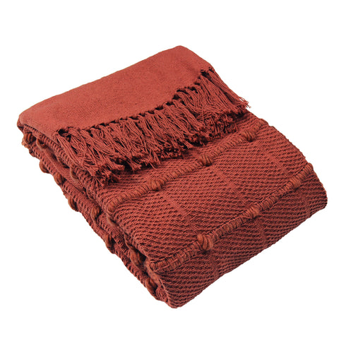 Striped Red Throws - Motti Woven Tufted Stripe Throw Red Clay furn.