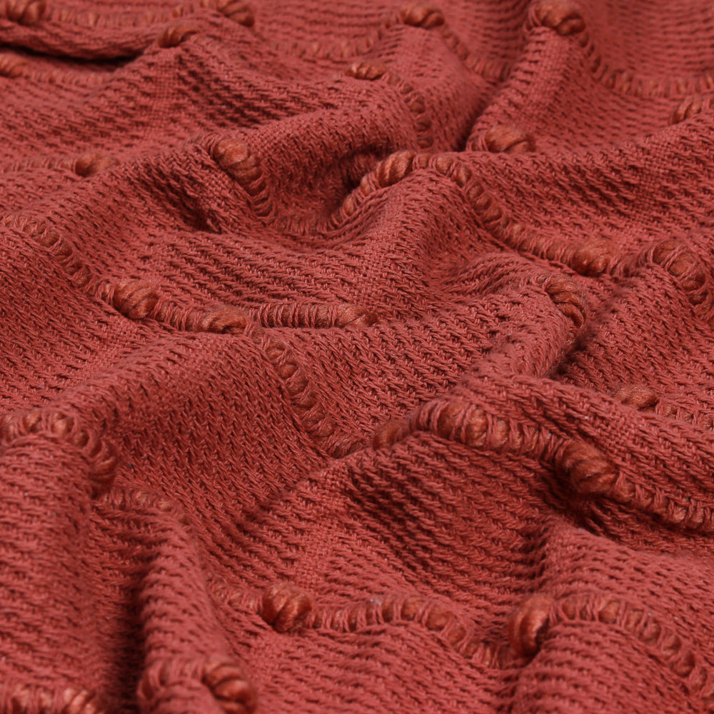 Motti Woven Tufted Stripe Throw Red Clay