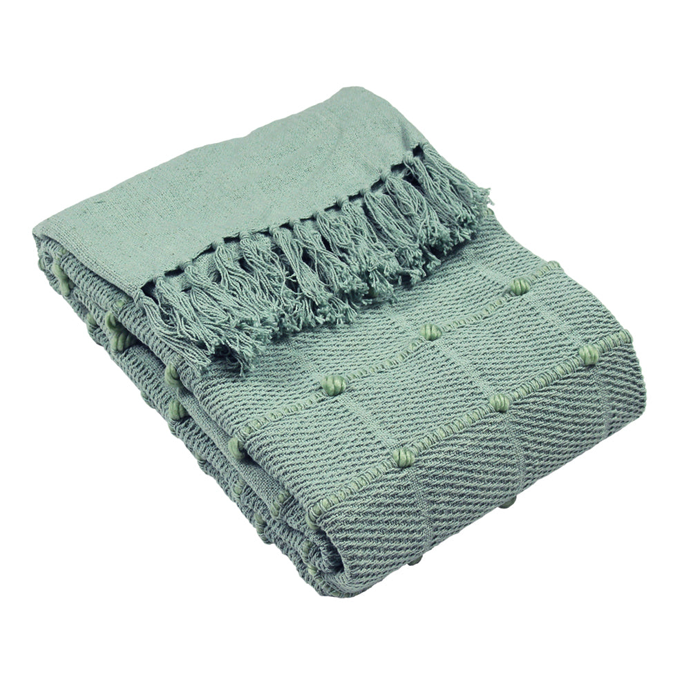 Motti Woven Tufted Stripe Throw Seafoam