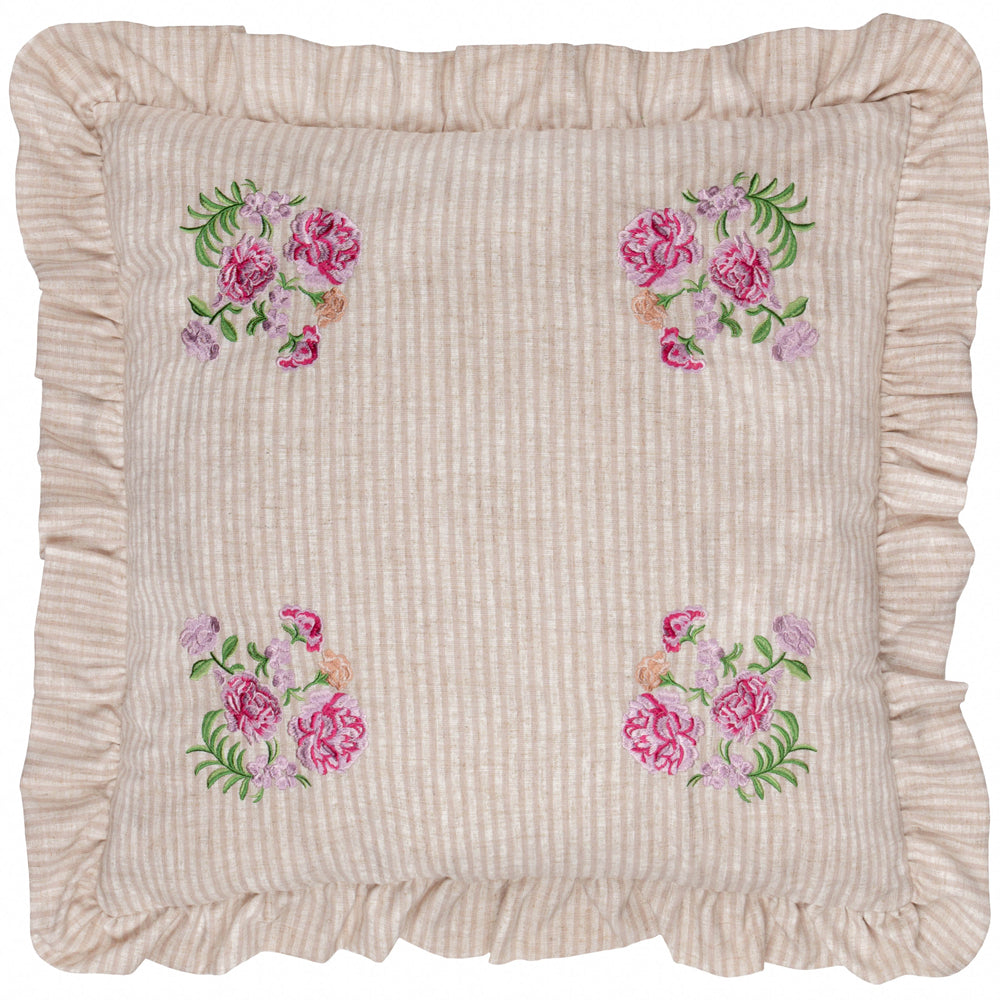 Martha Embroidered Ruffle Cushion Pink