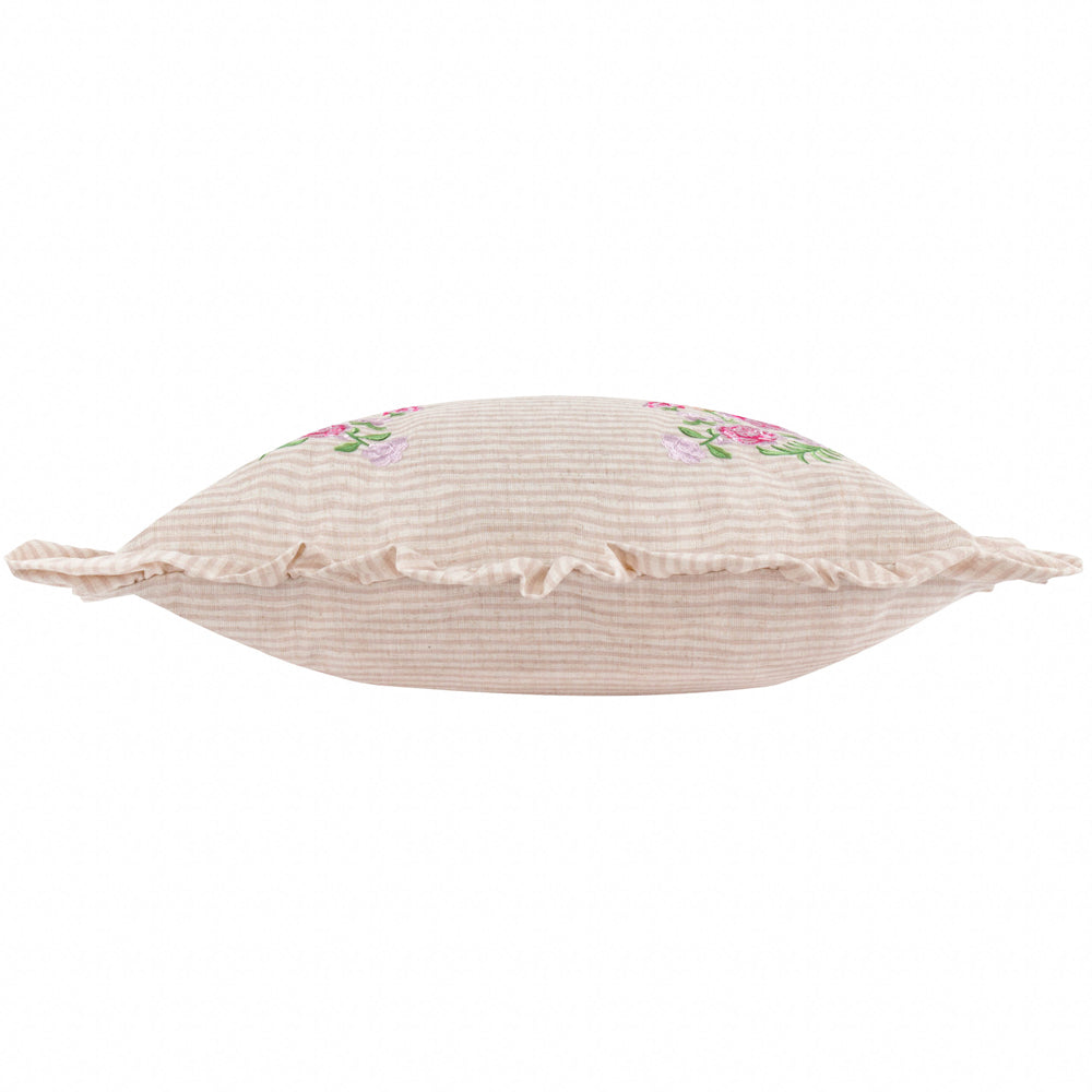 Martha Embroidered Ruffle Cushion Pink