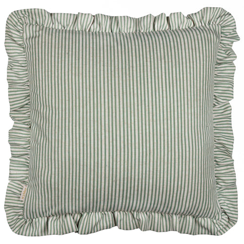Martha Embroidered Ruffle Cushion Sage