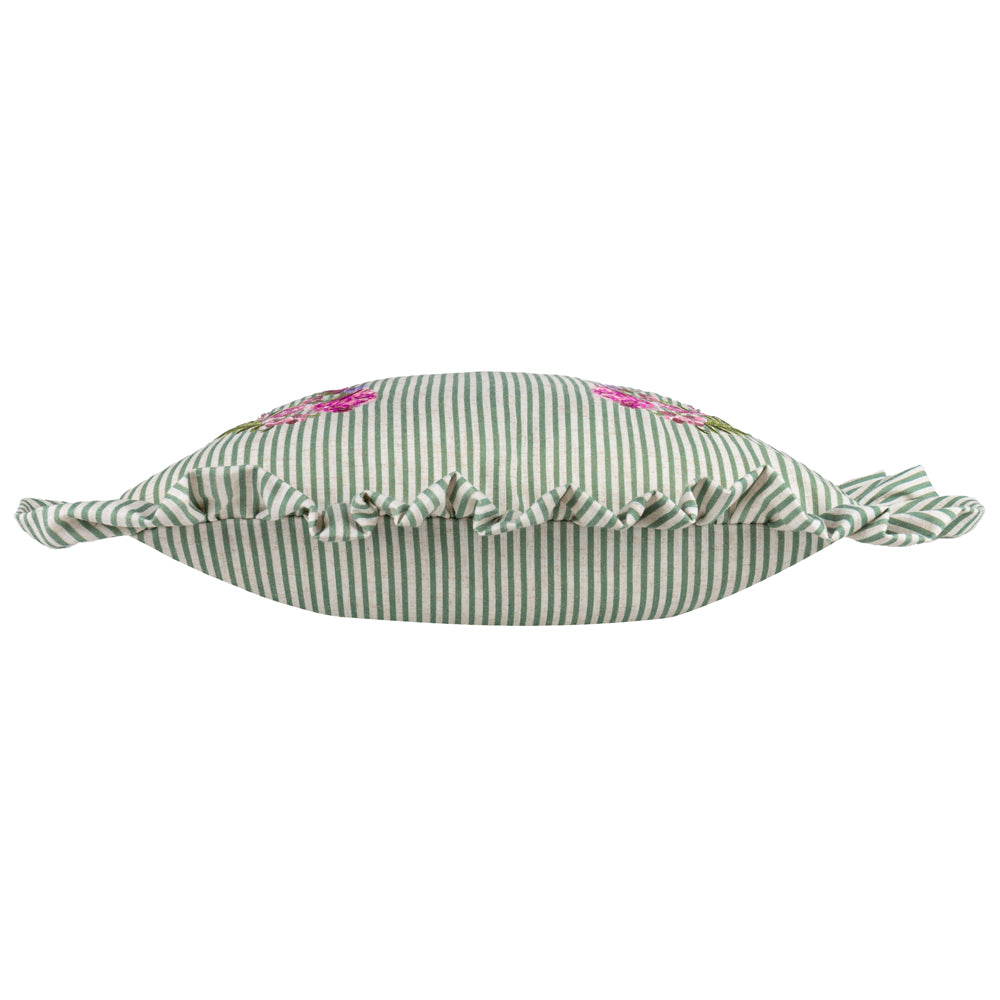 Martha Embroidered Ruffle Cushion Sage