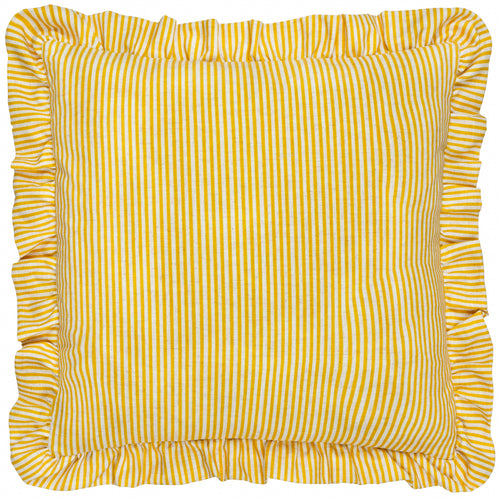 Floral Yellow Cushions - Martha Embroidered Ruffle Cushion Cover Yellow Wylder