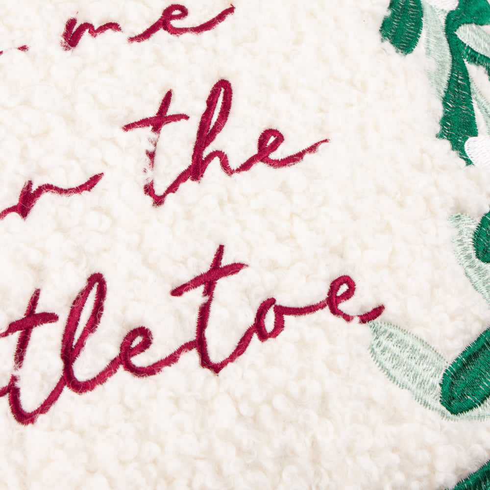 Mistletoe Wreath Embroidered Cushion Multicolour