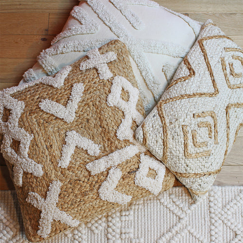 Geometric Cream Cushions - Mynu Braided Jute Cushion Cover Natural furn.