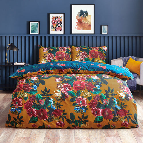 Floral Orange Bedding - Nadya Floral Duvet Cover Set Amber furn.