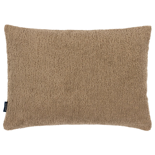 Plain Brown Cushions - Nellim Rectangular Boucle Textured  Cushion Cover Biscuit Paoletti