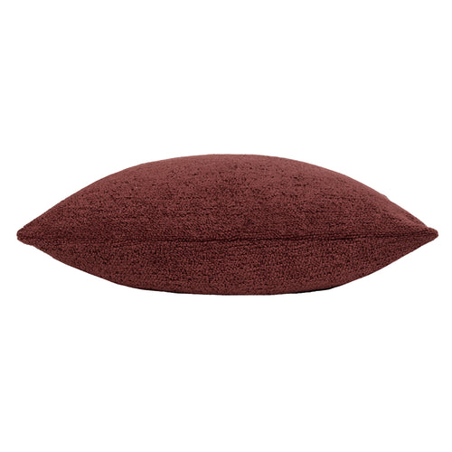 Plain Red Cushions - Nellim Rectangular Boucle Textured  Cushion Cover Marsala Red Paoletti