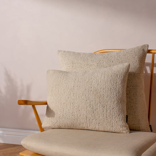 Plain Beige Cushions - Nellim Rectangular Boucle Textured  Cushion Cover Natural Paoletti