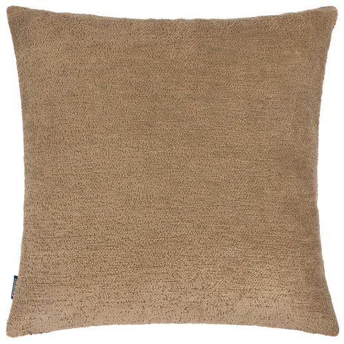 Plain Brown Cushions - Nellim Square Boucle Textured  Cushion Cover Biscuit Paoletti