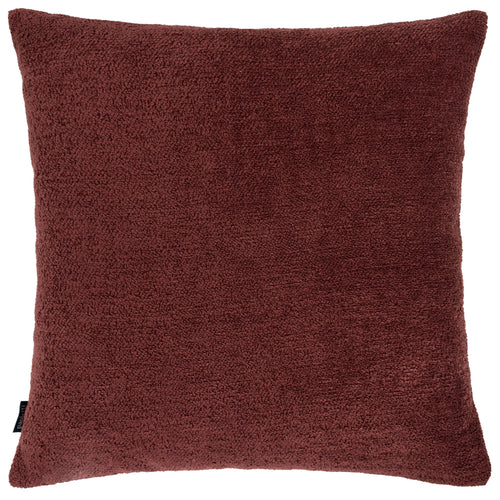 Plain Red Cushions - Nellim Square Boucle Textured  Cushion Cover Marsala Red Paoletti