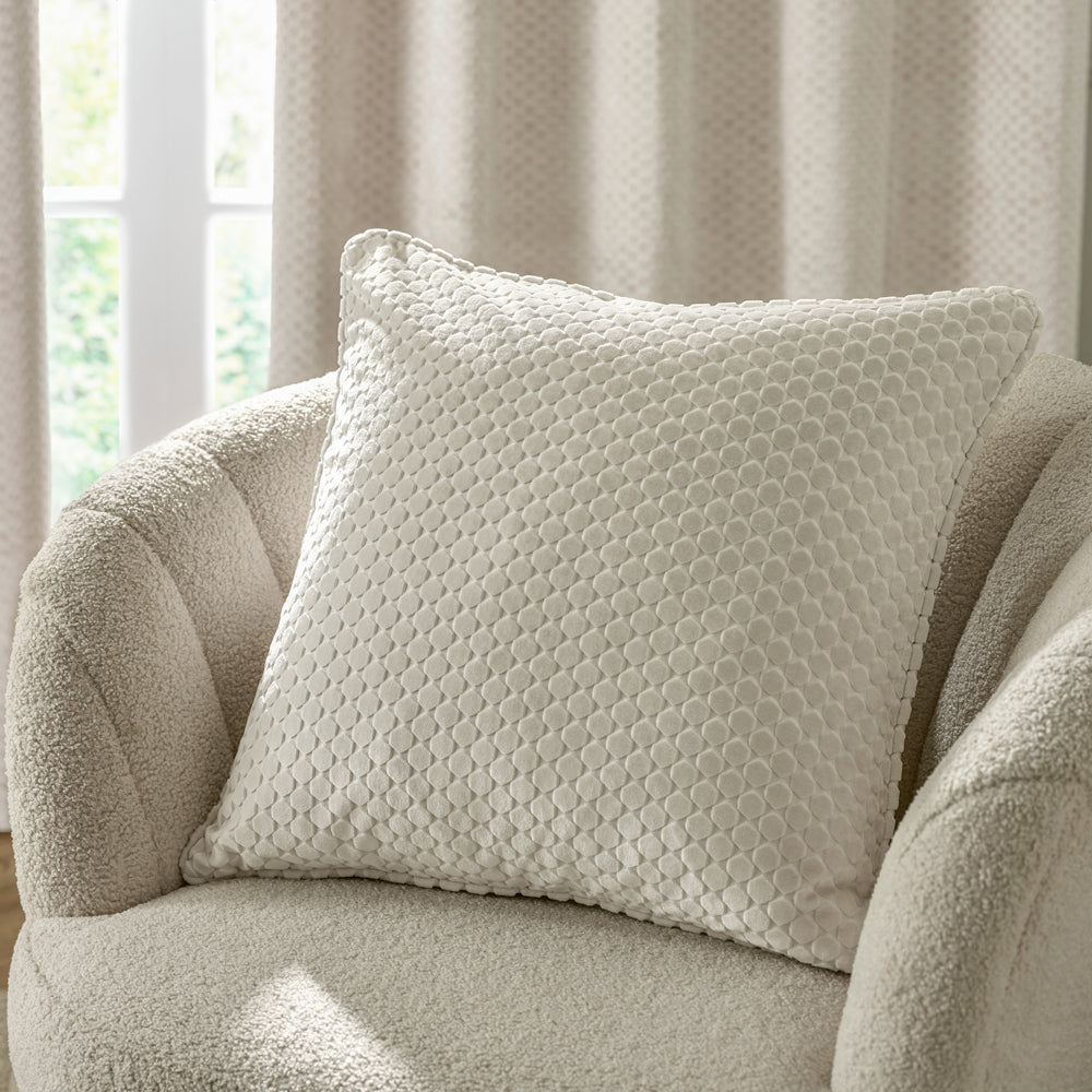 Neptune Cream Velvet Cushion Cover | Ivory Cushions | Paoletti