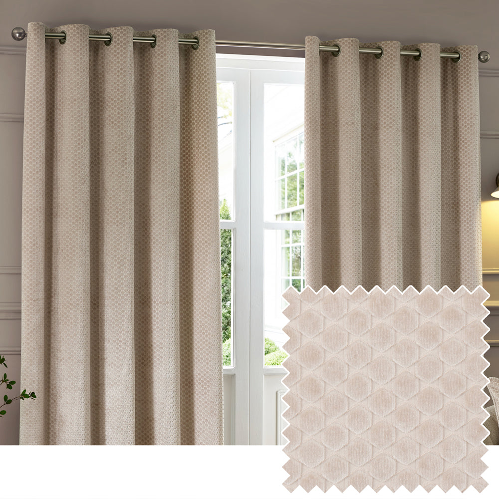 thumbnail image 2 of Sorrento Silver Grey Eyelet Ring Top Lined Curtains – 90x90 Inch, Light Filtering, Ready Made 2 of 6
