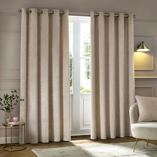 Neptune Fully Lined Velvet Eyelet Curtains Champagne